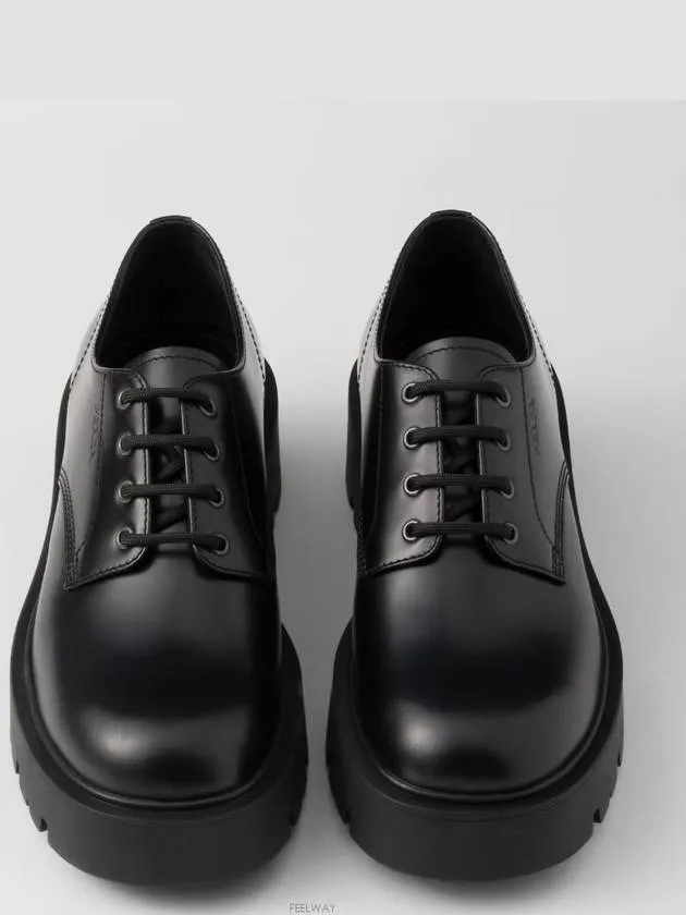 Brushed Leather Derby Black
