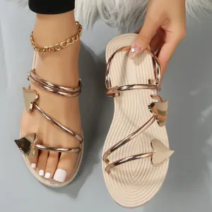 Cute heart slide sandals flat beach sandals
