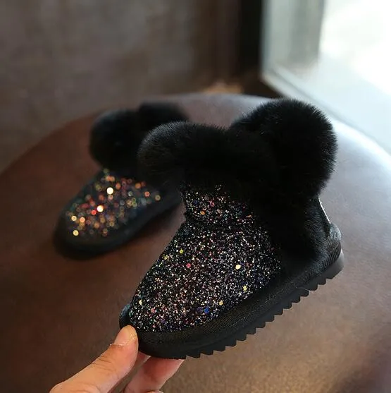 Girl's Sequin Fur Snow Boots Clearance