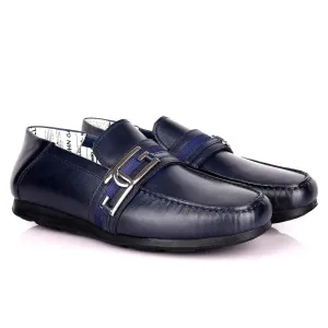 John Galliano Exquisite Double G Logo Designed Leather Shoe - Blue