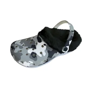 MC #6 Men's Classic Clogs with Fleece, camouflage, gray design