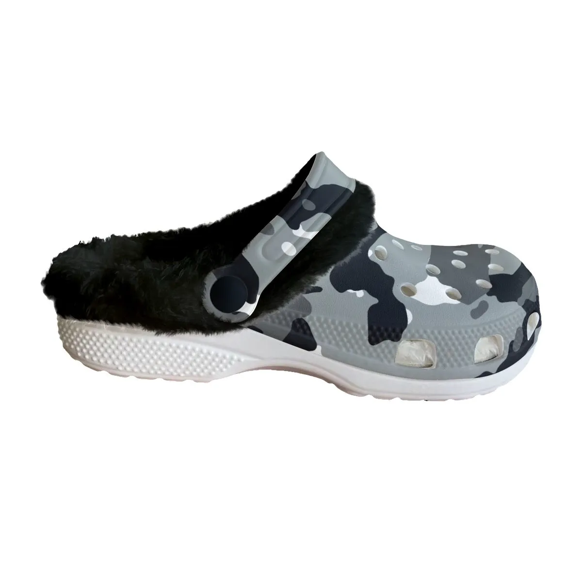 MC #6 Men's Classic Clogs with Fleece, camouflage, gray design