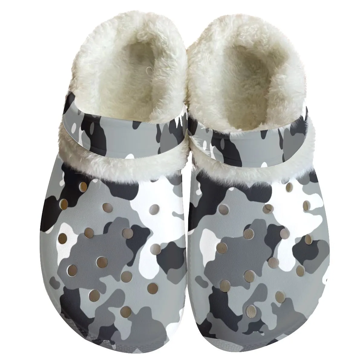 MC #6 Men's Classic Clogs with Fleece, camouflage, gray design