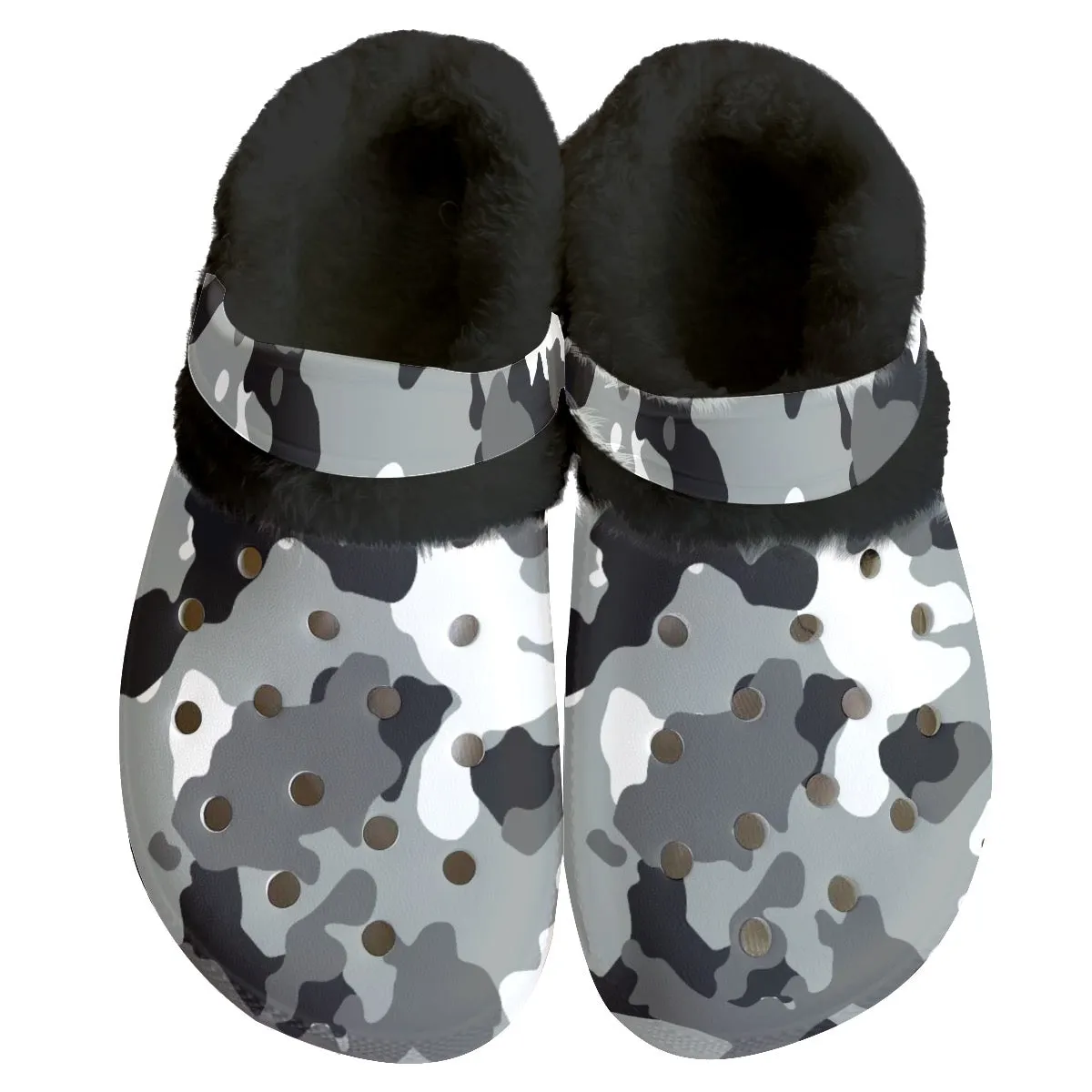 MC #6 Men's Classic Clogs with Fleece, camouflage, gray design