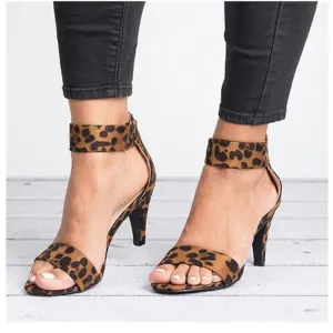 Medium high heels ankle strap heels peep toe