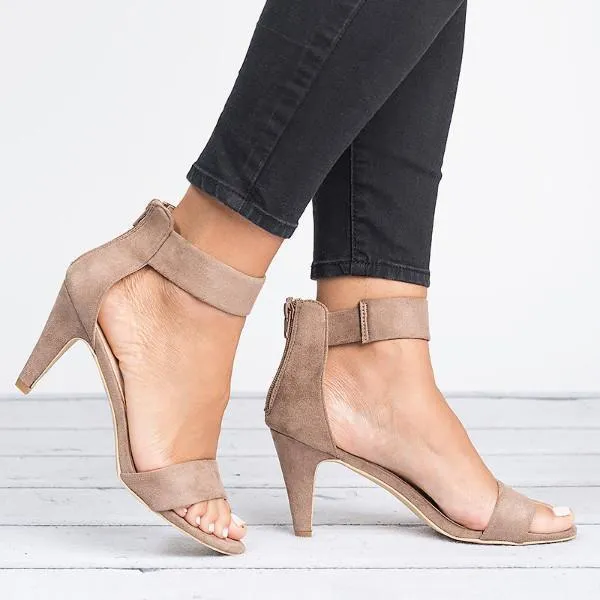Medium high heels ankle strap heels peep toe
