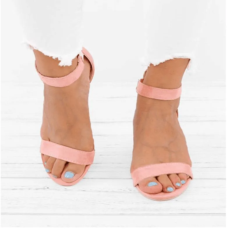 Medium high heels ankle strap heels peep toe