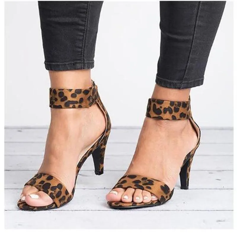 Medium high heels ankle strap heels peep toe