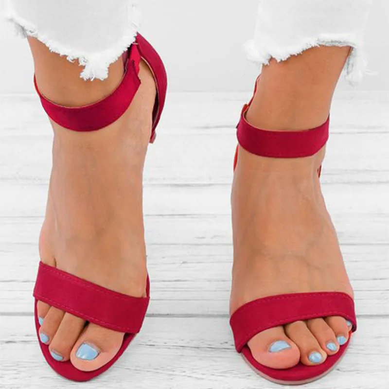 Medium high heels ankle strap heels peep toe