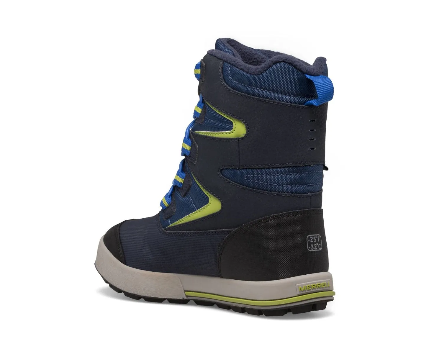 Merrell Snow Bank, Navy/Citron  - Kids Snow Boots