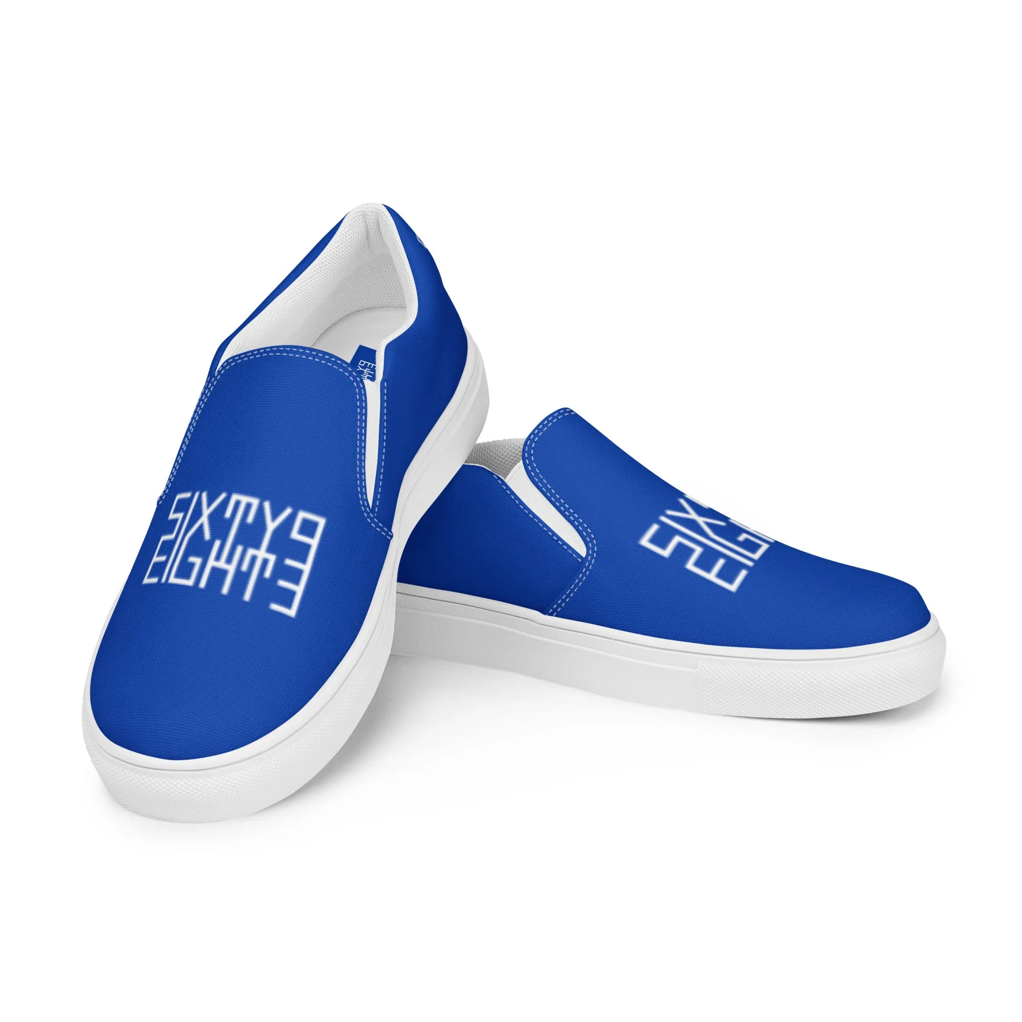 Sixty Eight 93 Logo White & Blue Men's Slip On Shoes