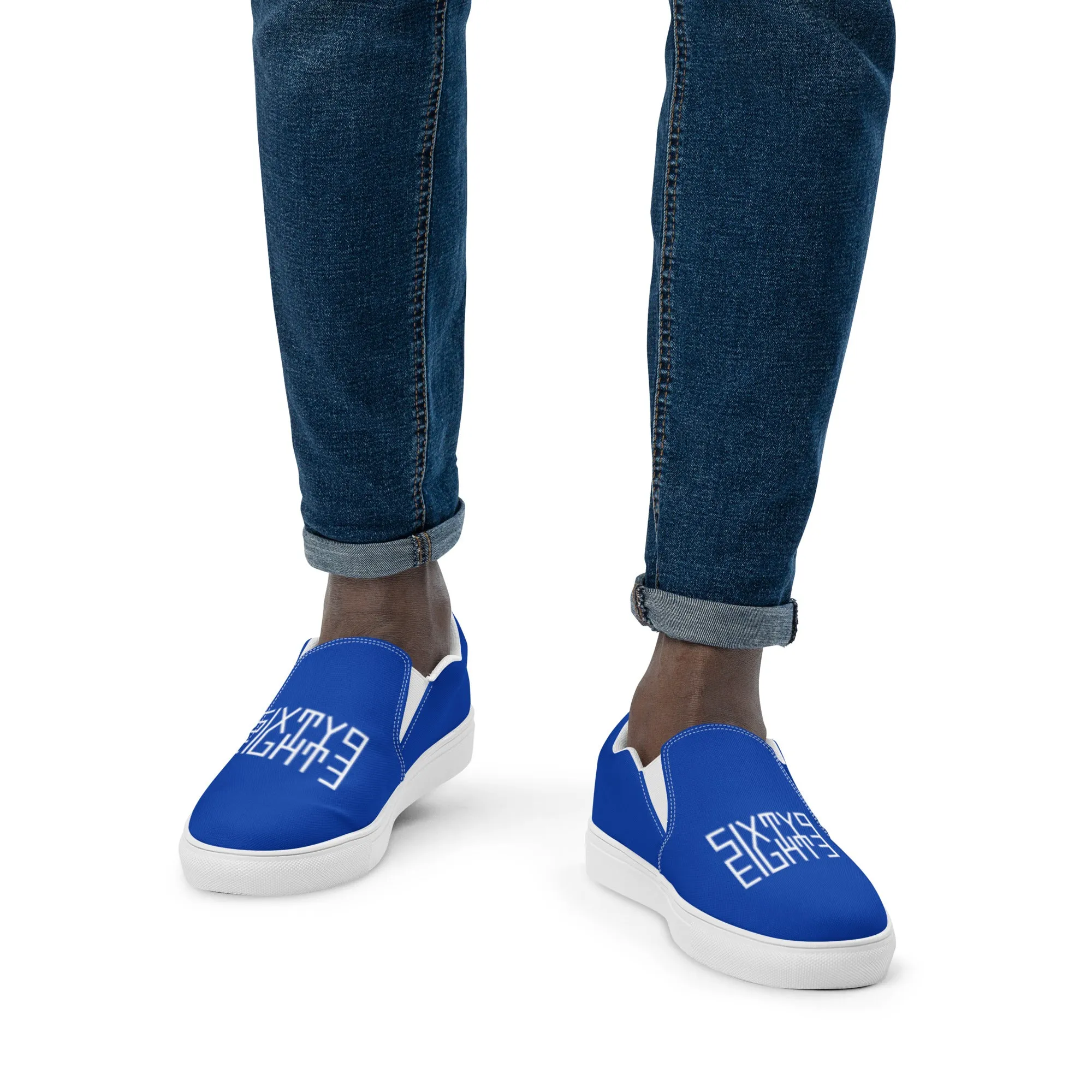 Sixty Eight 93 Logo White & Blue Men's Slip On Shoes