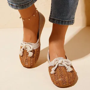 Sohiwoo Women's Braided Slip-on Single Shoes