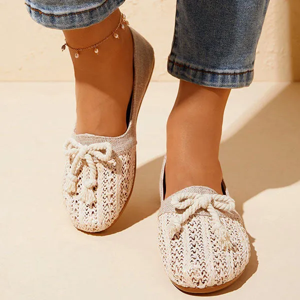 Sohiwoo Women's Braided Slip-on Single Shoes